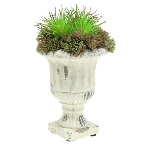 Floristik24 Beker Antiek Steengietwerk Crème Ø9cm H12cm 2st