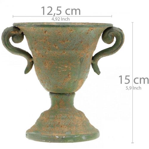 Floristik24 Metalen amfora, plantenbeker, beker met handvatten Ø12,5cm H15cm