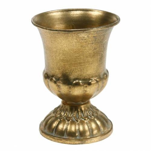 Floristik24 Beker antiek look goudkleurig metaal Ø9cm H12.5cm