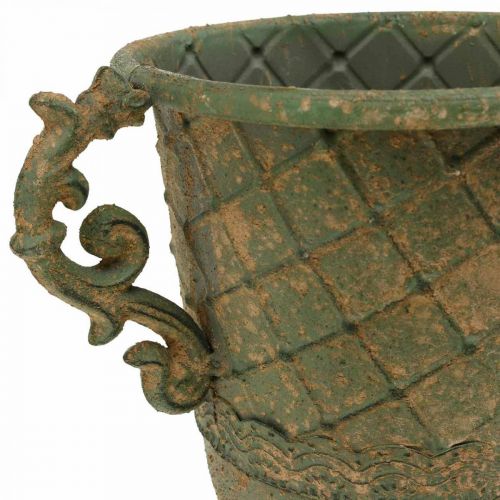 Floristik24 Beker om op te planten, kelk met handvatten, metalen vat antiek look Ø15.5cm H23.5cm