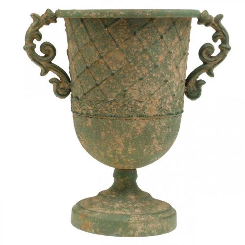 Floristik24 Beker om op te planten, kelk met handvatten, metalen vat antiek look Ø15.5cm H23.5cm