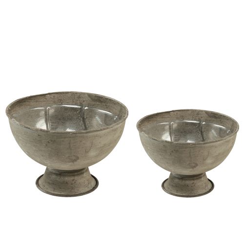 Artikel Bekerkom decoratieve trofee metaalgrijs Ø12,5/15cm set van 2