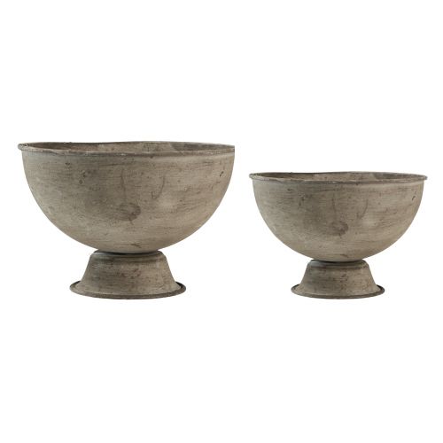 Artikel Bekerkom decoratieve trofee metaalgrijs Ø12,5/15cm set van 2
