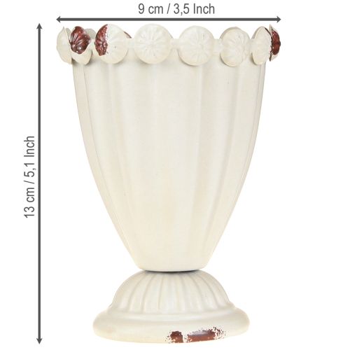Artikel Bekervaas metaal sierbeker crèmebruin Ø9cm H13cm