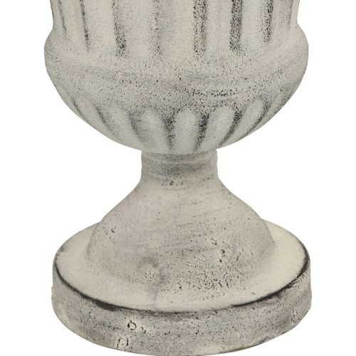 Floristik24 Cup Vaas Metaal Deco Shabby Chic Wit Grijs H24cm Ø20cm