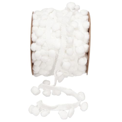 Pom Pom lint Wit Decoratief lint met pompons 20mm 15m