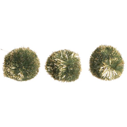 Artikel Pompons met glitter groen 2,5cm pompons 2 zakjes – 24 st
