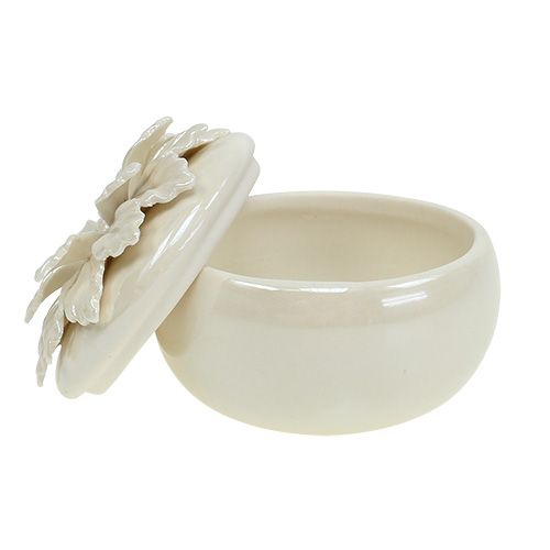 Floristik24 Porseleinen doos creme Ø7.5cm H6cm