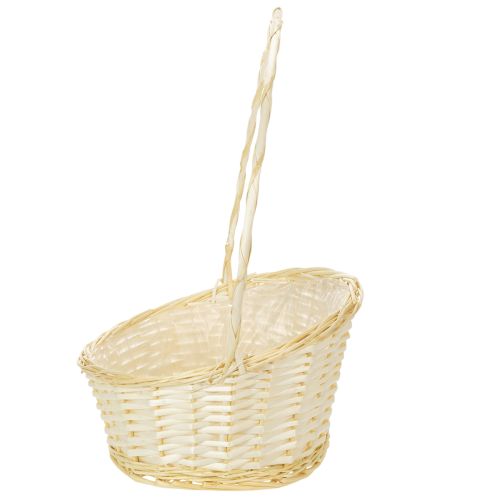 Weidenmand met hengsel 44x36cm naturel met kunststof binnenlaag | Floristik24.nl