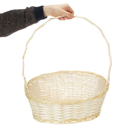 Weidenmand met hengsel 44x36cm naturel met kunststof binnenlaag | Floristik24.nl