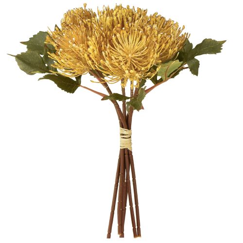 Artikel Protea kunstmatig Leucospermum speldenkussen geel 30cm 6 stuks