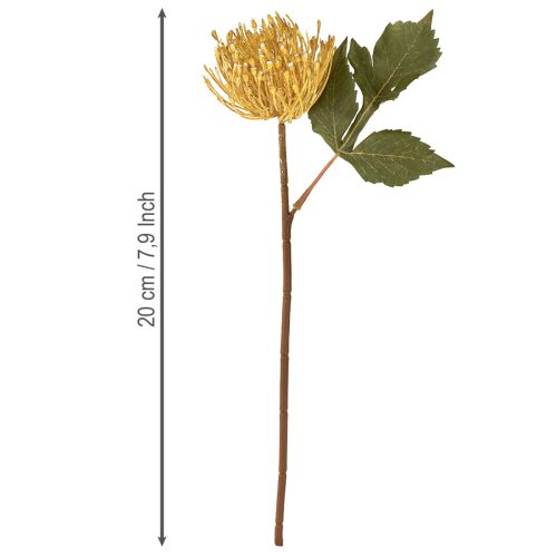 Artikel Protea kunstmatig Leucospermum speldenkussen geel 30cm 6 stuks