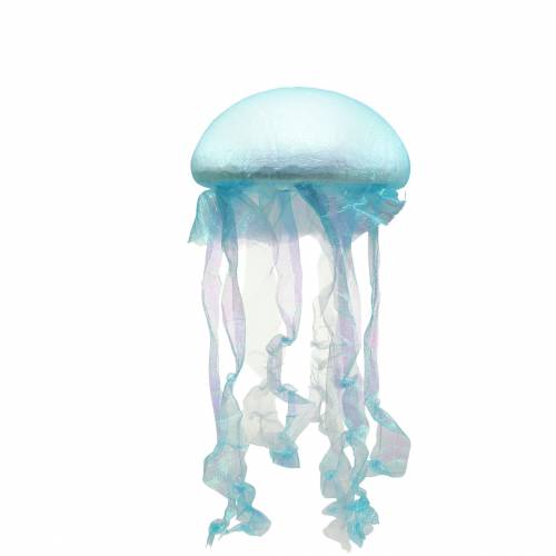 Floristik24 Decoratieve kwal om blauw glinsterend op te hangen met LED licht Ø26 H65cm