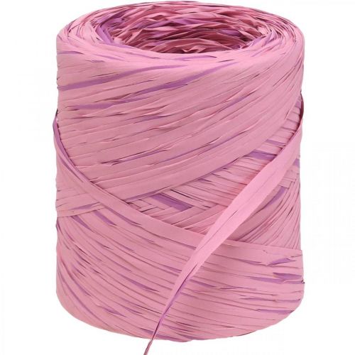 Artikel Raffia multicolor cadeaulint roze-roze, bloemistenbenodigdheden, decoratief lint L200m