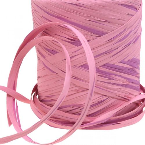 Artikel Raffia multicolor cadeaulint roze-roze, bloemistenbenodigdheden, decoratief lint L200m