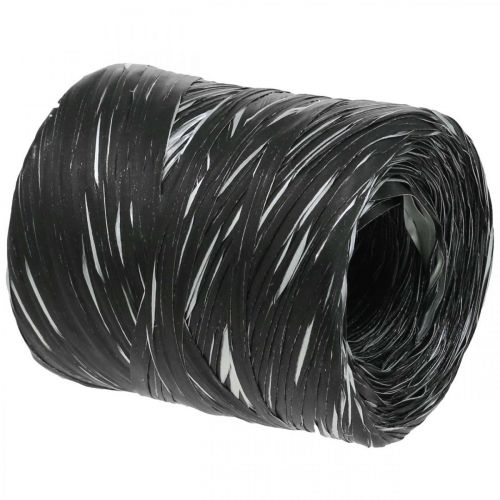 Artikel Raffialint zwart zilver cadeaulint decoratief lint 200m