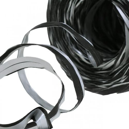 Artikel Raffialint zwart zilver cadeaulint decoratief lint 200m