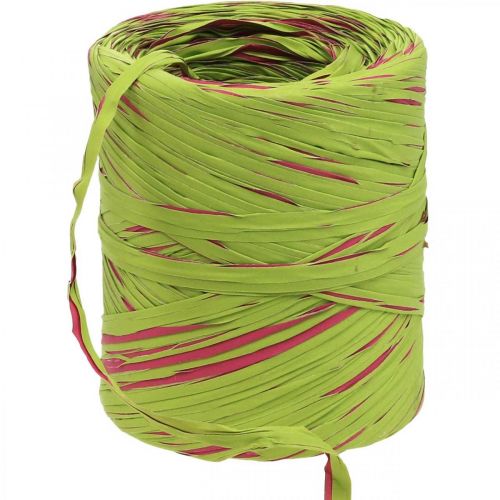 Floristik24 Raffia lint lichtgroen, roze, poly raffia 200m