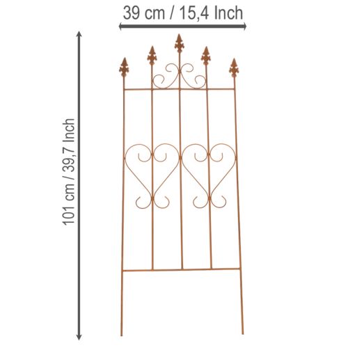 Artikel Klimrek met hartmotief, een romantisch ogend klimhulpmiddel voor tuinpaden of terrassen, 101 cm.