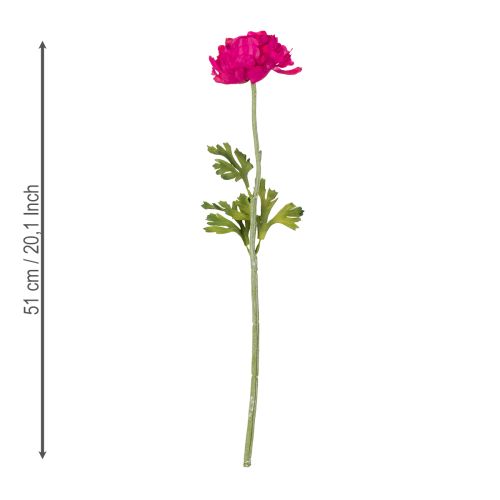 Artikel Kunstmatige ranunculus als enkele bloem voor een tijdloze en veelzijdige interieurstijl, 51 cm, 3 stuks