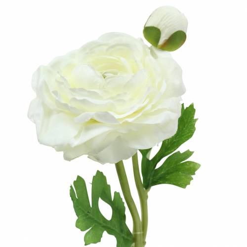 Artikel Kunstbloem ranunculus met bloesem en knop Wit H34cm