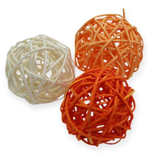 Floristik24 Rotanballen 4,5cm oranje abrikoos 30 st