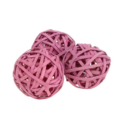 Floristik24 Rotan bal roze Ø4cm 12st