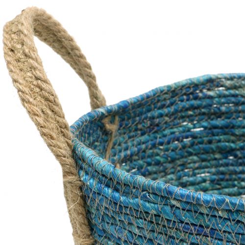Floristik24 Rotan mand natuur/blauw Ø40/32/26cm 3st