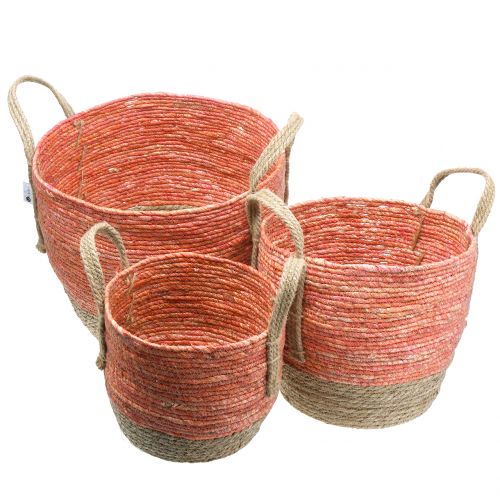 Floristik24 Rotan mand natuur/oranje Ø40/32/26cm 3st