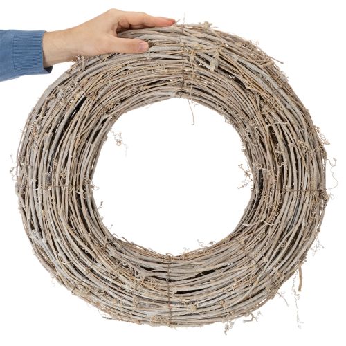 Decoratieve krans van rotan takken, wit geverfd, voor creatieve ontwerpen, 50 cm | Floristik24.nl
