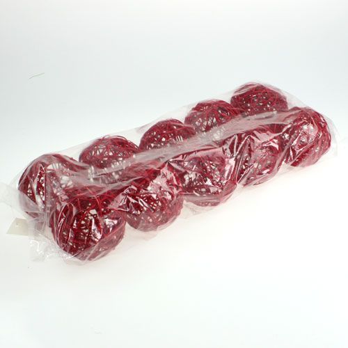 Floristik24 Rotan bal 10cm rood 10st