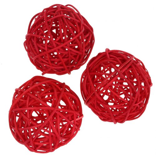 Floristik24 Rotan bal rood Ø7.5cm 15st