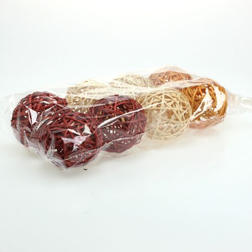 Floristik24 Decoratieve rotanballen 3-kleurig Ø8cm 8st