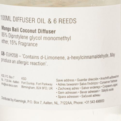 Artikel Kamergeurverspreider met exotische kokos- en mangogeur voor langdurige frisheid in huis, 19 cm, 2 stuks