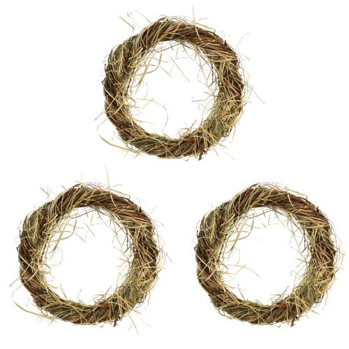 Artikel Wijnrankenkrans natuurlijke krans met hooi bruin groen Ø25cm 3 st
