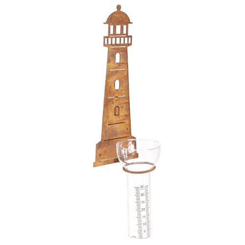 Artikel Regenmeter Vuurtoren Roestlook – Decoratieve regenmeter voor de tuin en schutting 41cm Roest