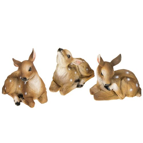 Hertendecoratie hertenfiguur liggend tafeldecoratie 13×6,5×12cm 3 stuks