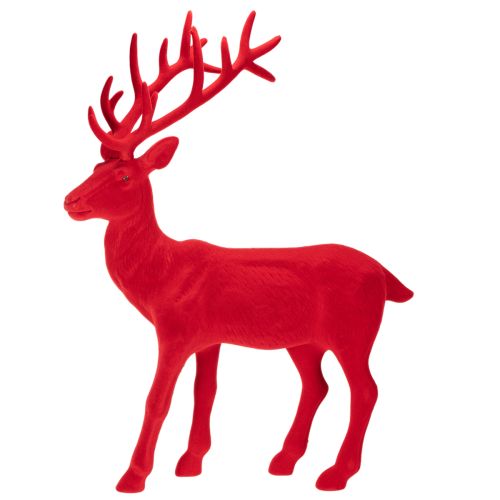 Decoratief beeldje van een staand hert, groot, met fluweel beklede kerstdecoratie, 85 cm | Floristik24.nl