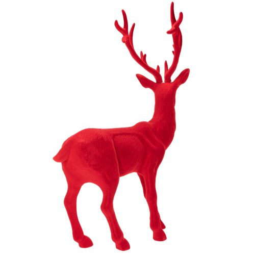 Decoratief beeldje van een staand hert, groot, met fluweel beklede kerstdecoratie, 85 cm | Floristik24.nl