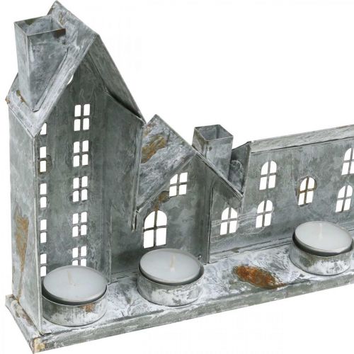 Floristik24 Huizen voor verlichting, raamdecoratie, vuurtorens zilver, metalen lantaarn antiek look L67.5cm H20cm