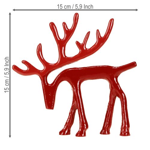 Artikel Rendier decoratie figuur metaal tafeldecoratie kerst rood 15cm