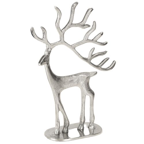 Rendier decoratie hert figuur metaal zilver H31cm
