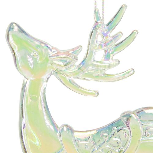 Artikel Rendierdecoratie Kerstversiering iriserend H12cm 3st