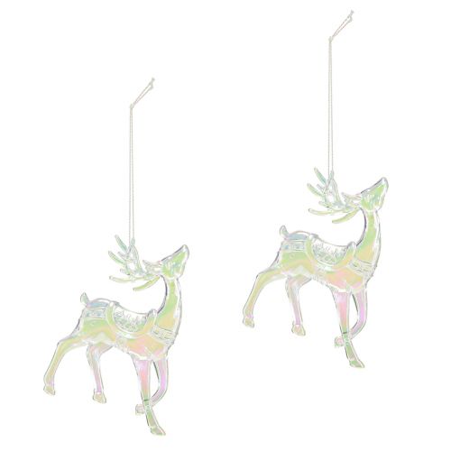Artikel Rendierdecoratie Kerstversiering iriserend H12cm 3st