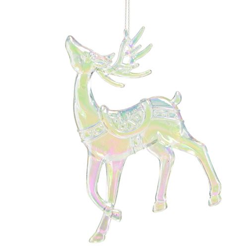 Artikel Rendierdecoratie Kerstversiering iriserend H12cm 3st