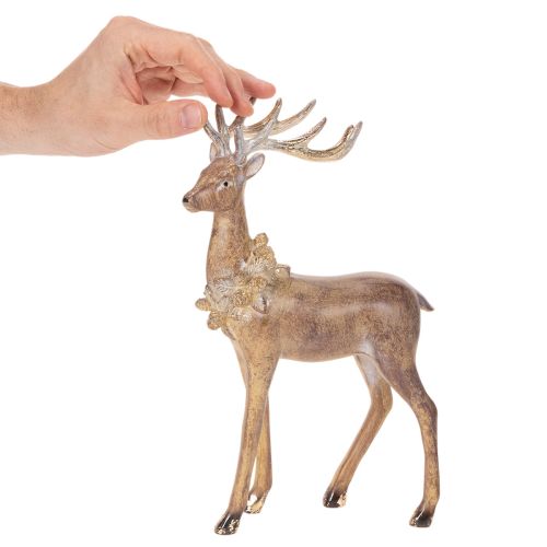 Decoratief beeldje van een hert met gewei, om neer te zetten, kerstdecoratie, 28 cm | Floristik24.nl