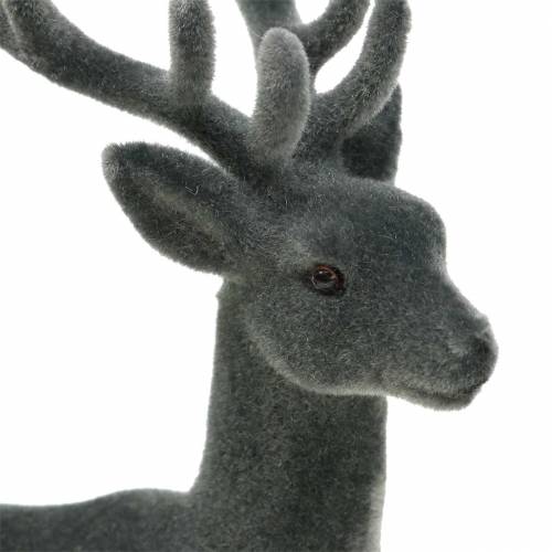 Artikel Decoratief hert geflockt grijs 20cm 2 st