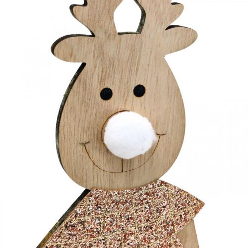 Artikel Rendier houten decoratief figuur staand Kerstmis 12×6.5cm H45cm 2st