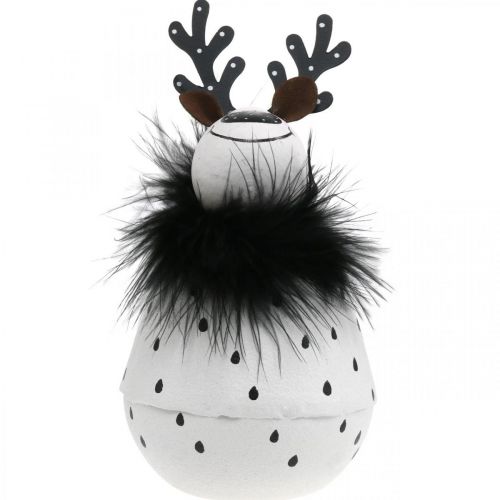 Artikel Decoratief rendier, kerstversiering, decoratieve figuur van metaal, adventswit, zwart H15.5cm Ø8cm