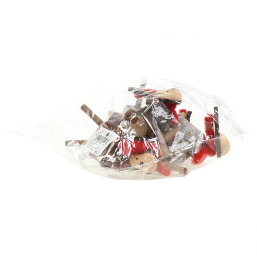 Artikel Houten rendier natuur, wit 11cm 6st